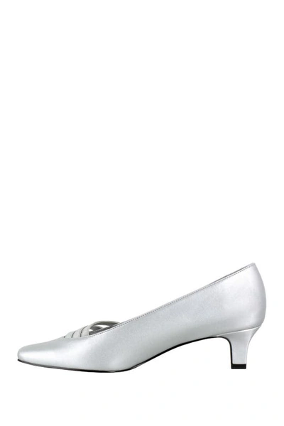 Shop Easy Street Entice Block Heel Pump In Silver Satin