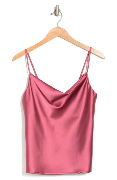 Shop Renee C Satin Cowl Neck Camisole In Dark Pink