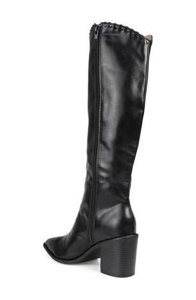 Journee Collection Daria Whipstitch Tall Vegan Leather Western Boot In Black