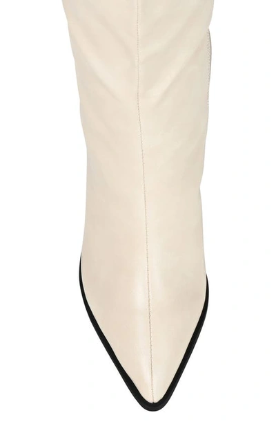 Journee Collection Daria Whipstitch Tall Vegan Leather Western Boot In Bone