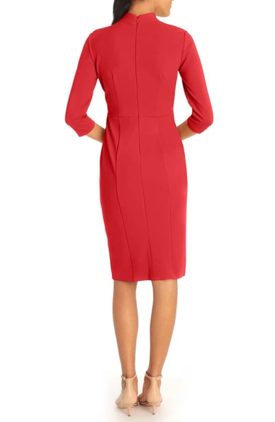 Shop Donna Morgan Crepe Three-quarter Sleeve Sheath Dress In Racing Red