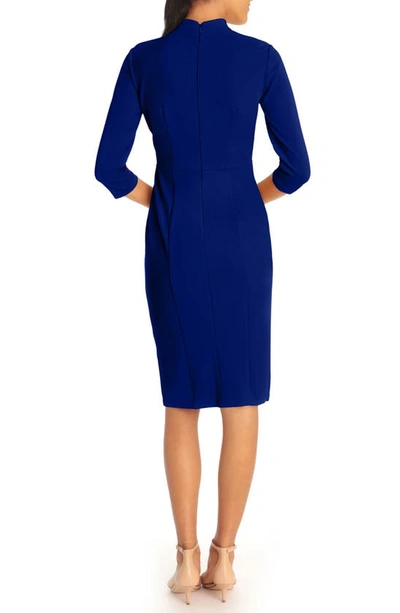 Shop Donna Morgan Crepe Three-quarter Sleeve Sheath Dress In Sodalite Blue