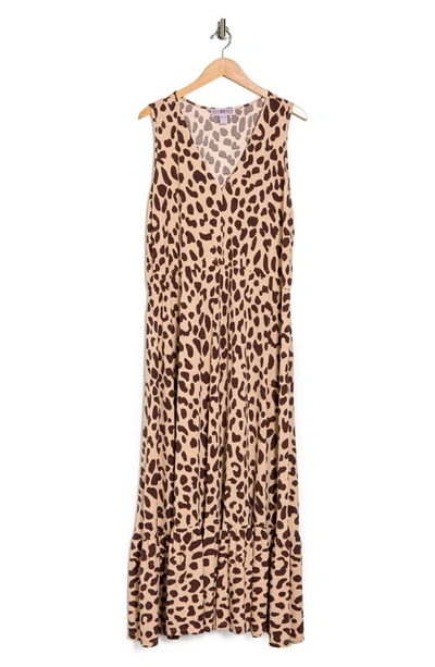 Shop By Design Alba Deep V Maxi Dress In Chocolate Cheetah