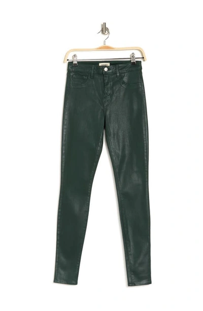 Shop Lagence Marguerite Coated High Waist Skinny Jeans In Evergreen Coated