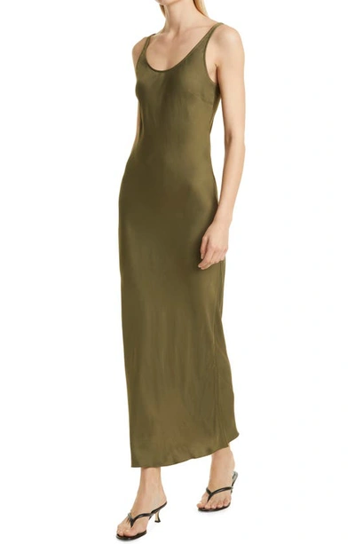 Shop Lagence L'agence Akiya Satin Tank Maxi Dress In Olive Night