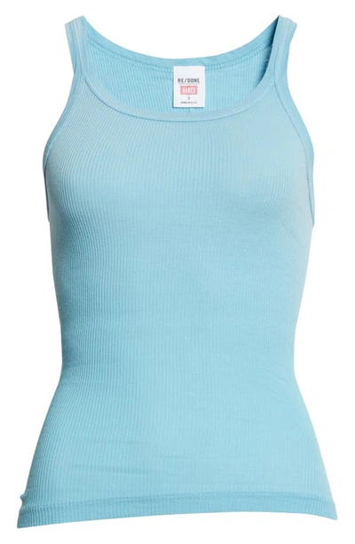 Shop Re/done Ribbed Tank Top In Faded Sky