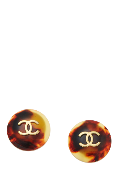 Sold at Auction: Vintage Chanel Faux Tortoise Double C Earrings