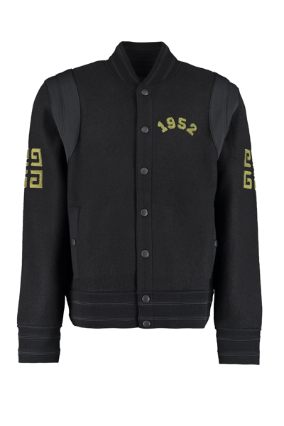 Shop Givenchy 4g Logo Buttoned Bomber Jacket In Black