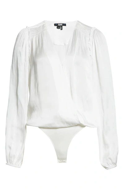 Paige Whitney Surplice V-neck Long Sleeve Bodysuit In White