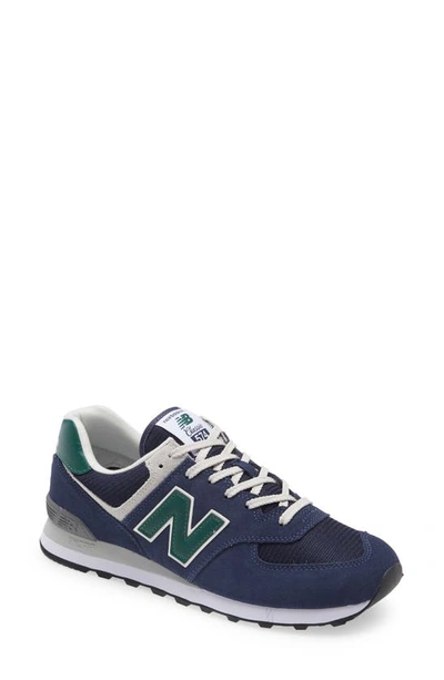Shop New Balance 574 Classic Sneaker In Navy/ Green