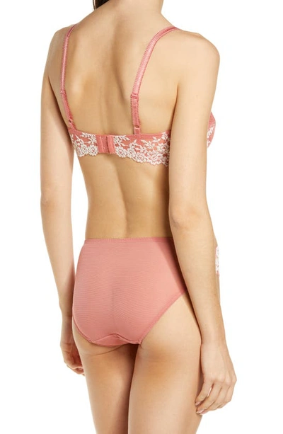 Shop Wacoal 'embrace' Lace Bikini In Faded Rose/ White Sand