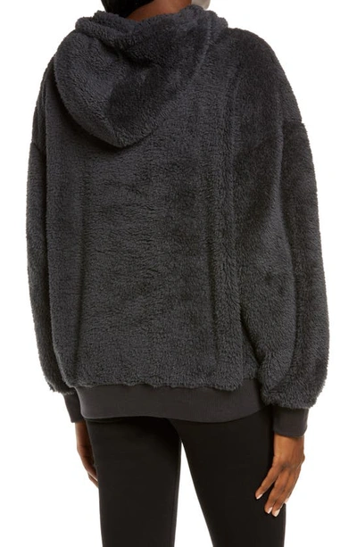 Shop Ugg Lorya Double Face Fleece Hoodie In Ink Black