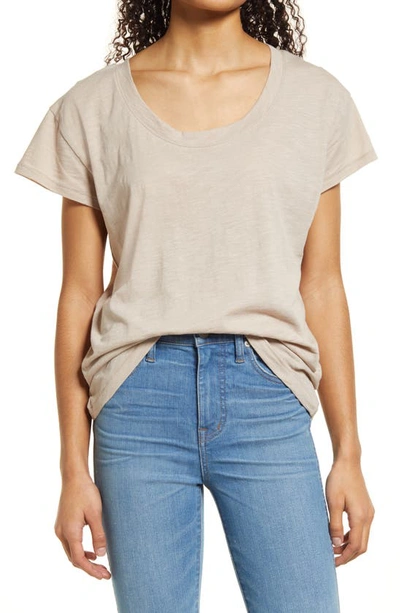 Shop Madewell Whisper Cotton Scoopneck Tee In Ashen Silver