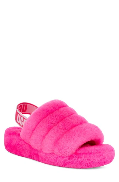 Shop Ugg Fluff Yeah Faux Fur Slingback Sandal In Taffy Pink