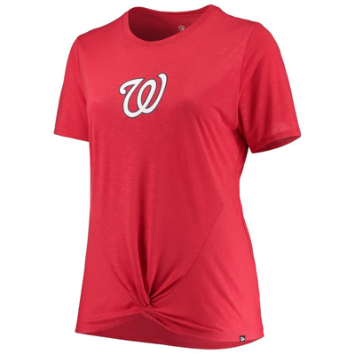 Shop New Era Red Washington Nationals Plus Size 2-hit Front Knot T-shirt