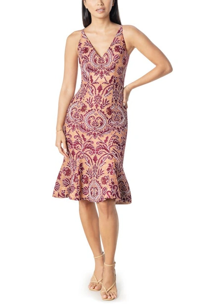 Shop Dress The Population Dress The Poplulation Isabelle Lace Mermaid Dress In Burgundy Multi