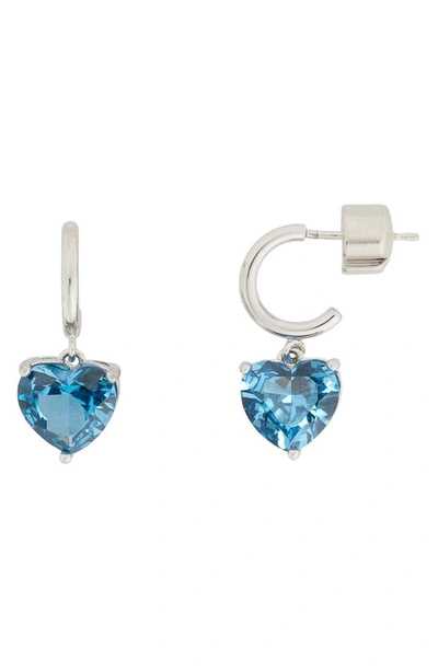 Shop Kate Spade My Love Heart Drop Huggie Hoop Earrings In Blue