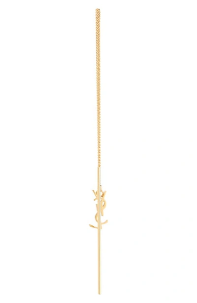 Shop Saint Laurent Ysl Chain Threader Earrings In Gold