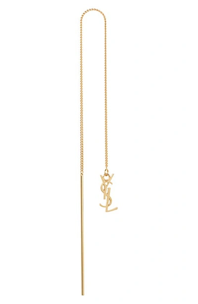 Shop Saint Laurent Ysl Chain Threader Earrings In Gold