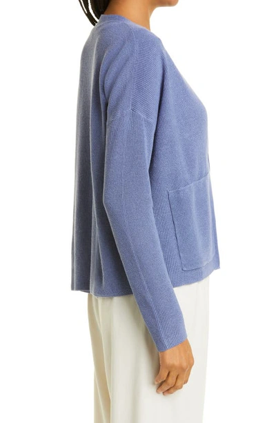 Shop Eileen Fisher V-neck Organic Linen & Cotton Cardigan In Periwinkle