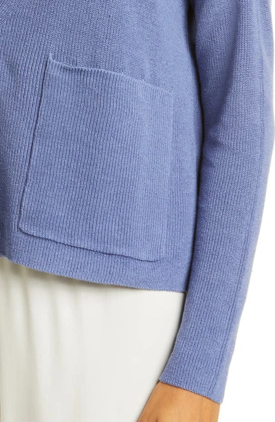 Shop Eileen Fisher V-neck Organic Linen & Cotton Cardigan In Periwinkle