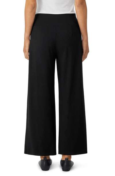 Eileen Fisher High Waist Wide Ankle Pants In Black