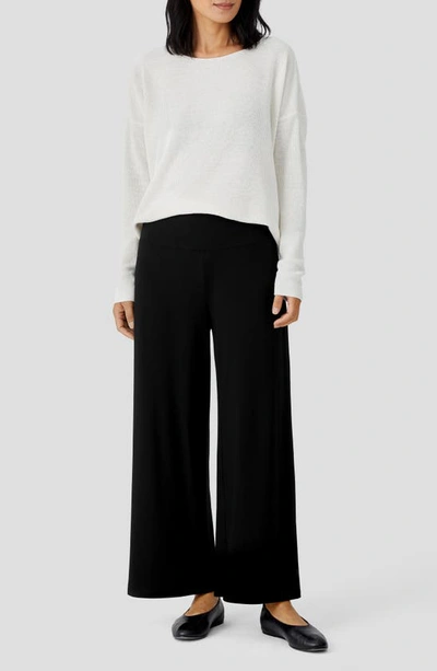 Eileen Fisher High Waist Wide Ankle Pants In Black