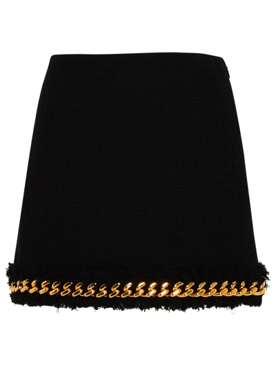 Shop Versace Tweed Chain Mini Skirt In Black