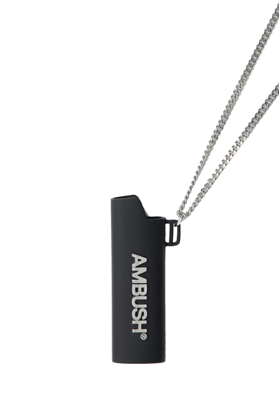 Shop Ambush Lighter Case Pendant Necklace In Nero/argento
