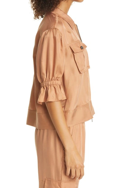 Shop Cinq À Sept Holly Ruffle Sleeve Jacket In Light Cinnamon