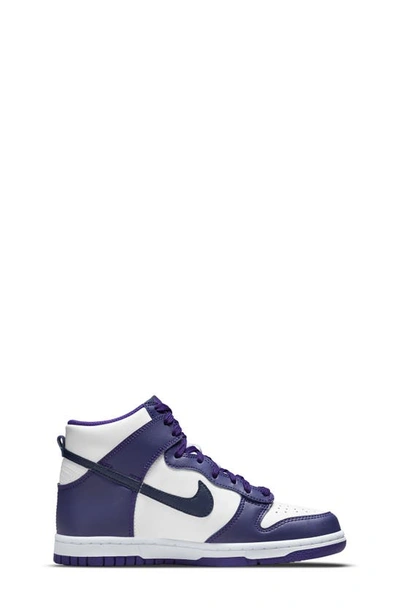 Nike Dunk High Top Sneaker In White/ Navy/ Purple