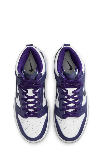 Nike Dunk High Top Sneaker In White/ Navy/ Purple