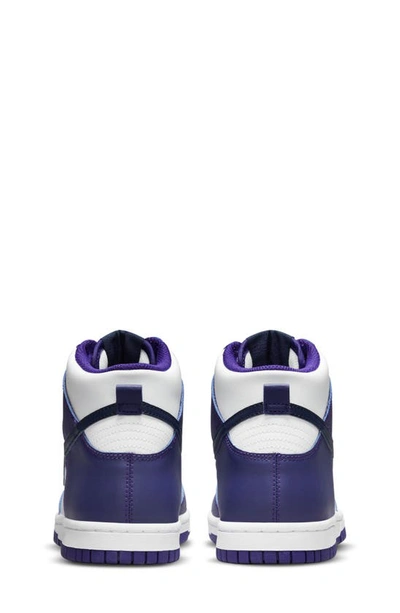Nike Dunk High Top Sneaker In White/ Navy/ Purple