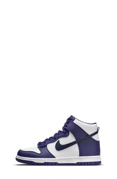 Nike Dunk High Top Sneaker In White/ Navy/ Purple
