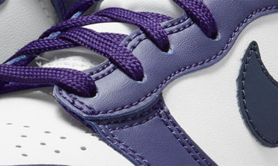 Nike Dunk High Top Sneaker In White/ Navy/ Purple