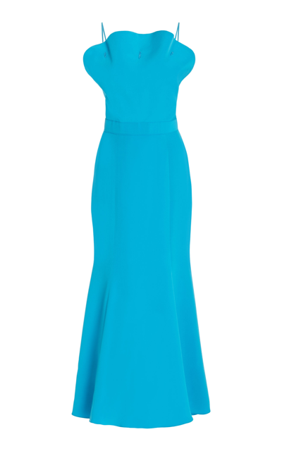 Shop Rodarte Women's Silk Crepe Midi Dress In Blue
