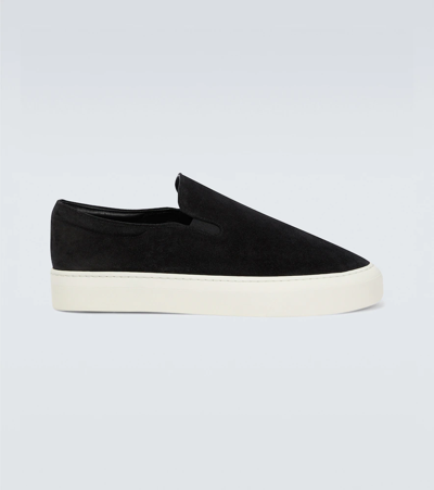 Shop The Row Dean Suede Slip-on Shoes In Black