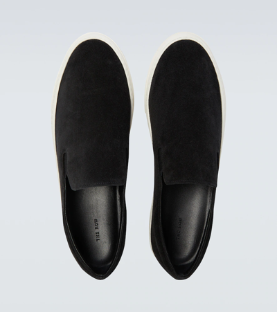 Shop The Row Dean Suede Slip-on Shoes In Black