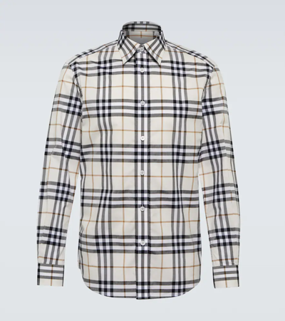 Shop Burberry Checked Cotton Shirt In Parchment Ip Check