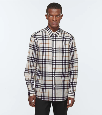 Shop Burberry Checked Cotton Shirt In Parchment Ip Check