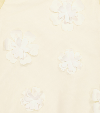 Shop Il Gufo Floral-appliqué Dress In Acid Yellow/white