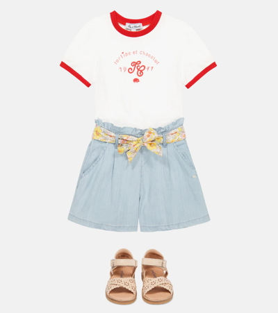 Shop Tartine Et Chocolat Chambray Shorts In Bleach