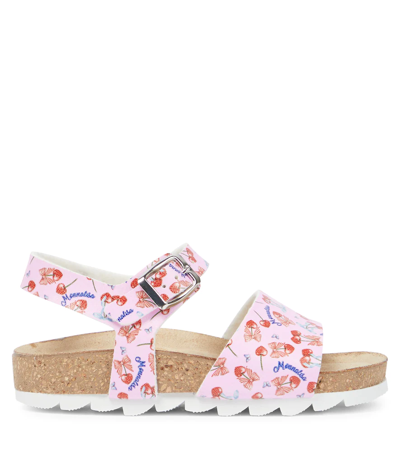 Shop Monnalisa Printed Sandals In Rosso+rosa