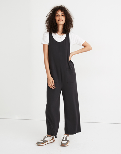 Madewell Mwl Superbrushed Pull-on Jumpsuit In Black Coal