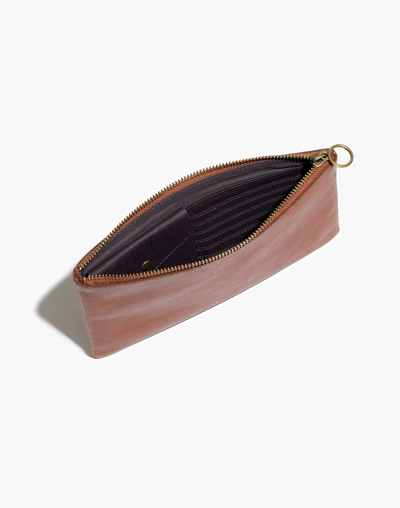 Madewell The Leather Pouch Clutch In English Saddle
