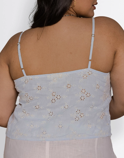 Madewell Reistor Hemp Eyelet Pool Day Tan Lines Cami Top In Light Blue