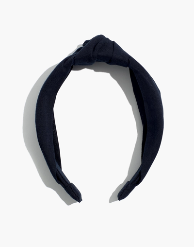 Madewell Knotted Covered Headband In Black Coal