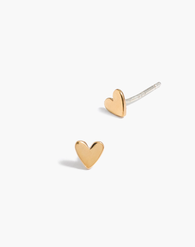Madewell Delicate Collection Demi-fine Heart Stud Earrings In 14k Gold