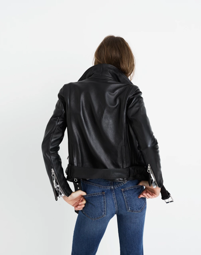 Shop Mw The Ultimate Leather Motorcycle Jacket In True Black