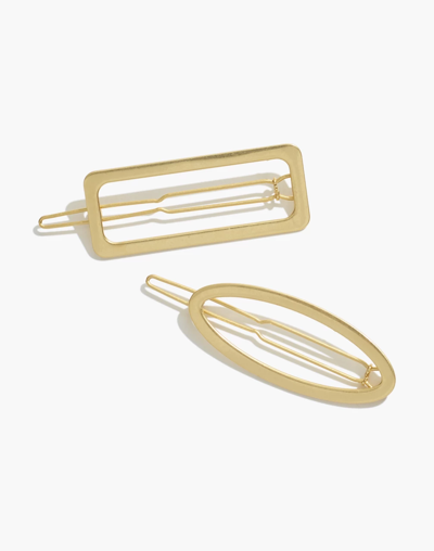 Shop Mw Two-pack Open Shape Hair Clips In Vintage Gold